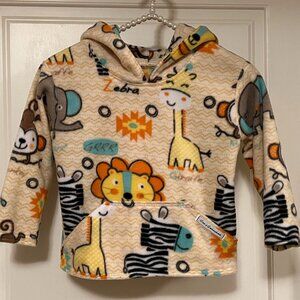 Cute Animal Print Fleece Hoodie, Cozy Kids Pullover, Size 4T NEW Handmade